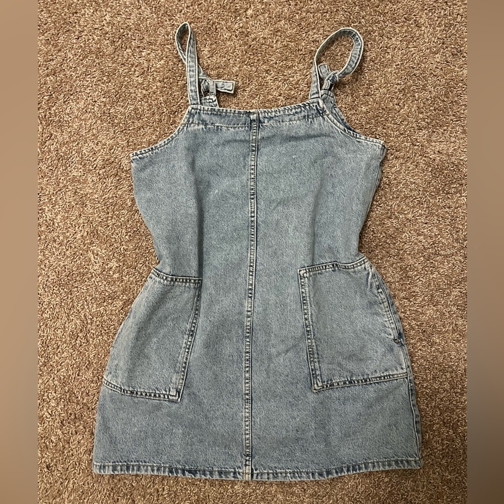 Mango Pocket Denim Pinafore Dress